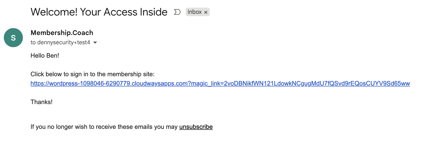 A welcome email from HighLevel containing a magic link